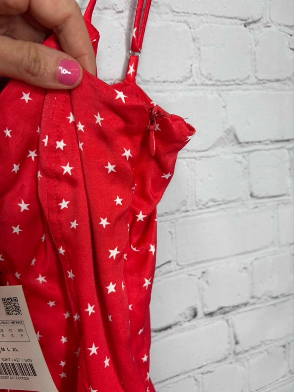 New Zara Satin Effect Stars Bodysuit Red Small NWT - Picture 7 of 8